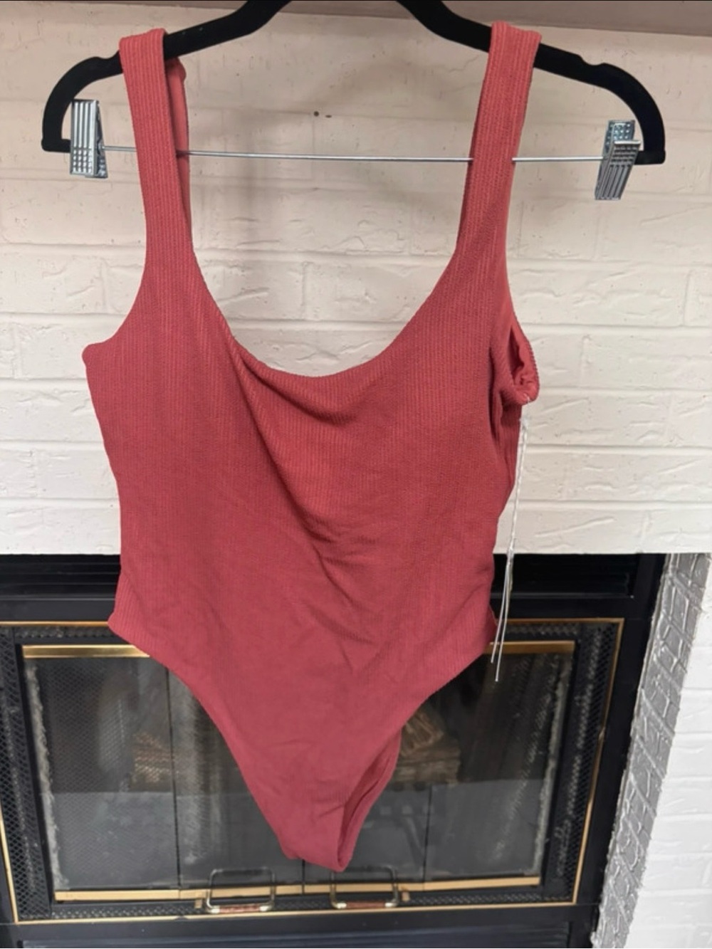 Vitamin A Ribbed Scoop One-Piece in Rose